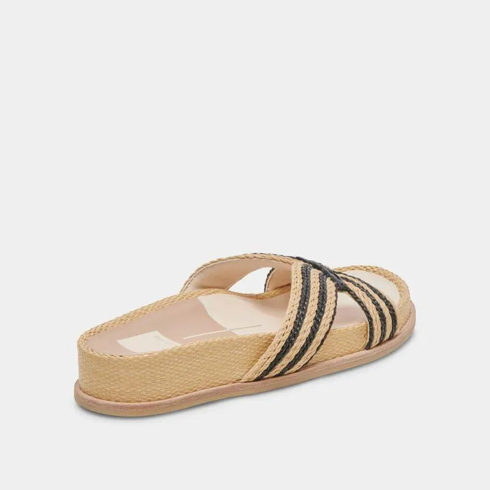 Sandals Shop Dolce Vita Selda Wide Sandals Natural Black Raffia Natural Black Raffia