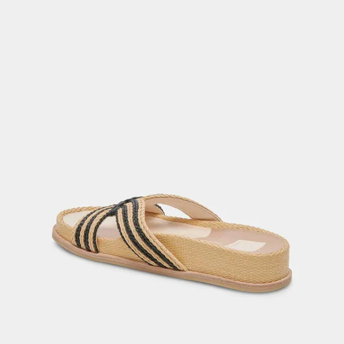 Sandals Shop Dolce Vita Selda Wide Sandals Natural Black Raffia Natural Black Raffia