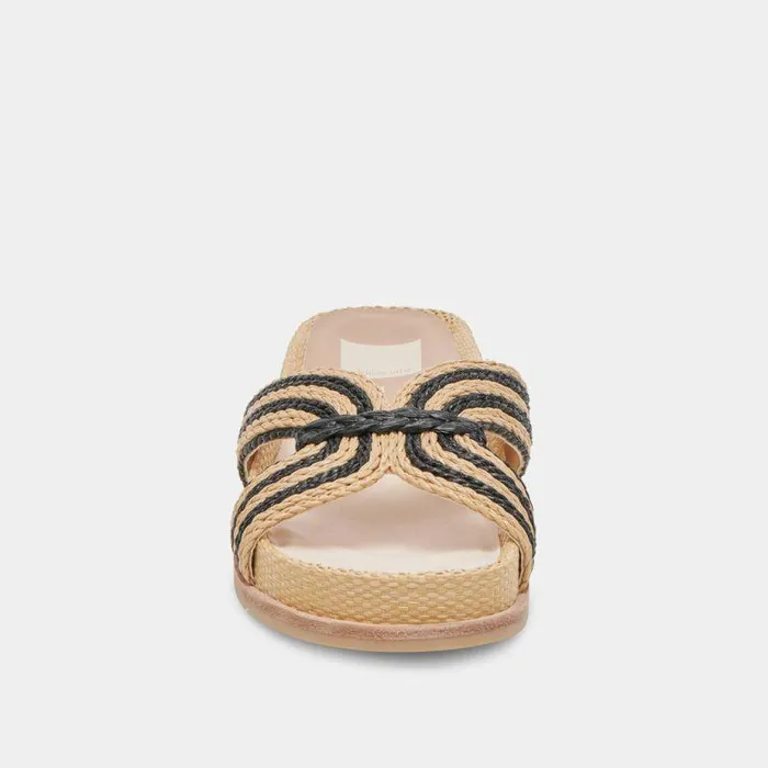 Sandals Shop Dolce Vita Selda Wide Sandals Natural Black Raffia Natural Black Raffia