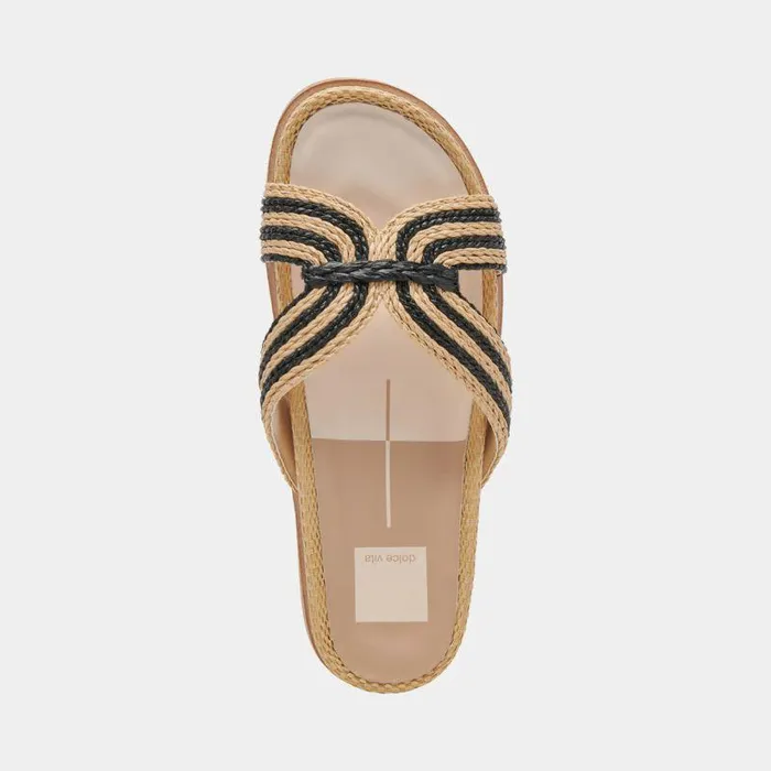 Sandals Shop Dolce Vita Selda Wide Sandals Natural Black Raffia Natural Black Raffia