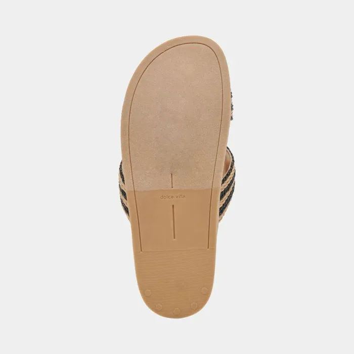 Sandals Shop Dolce Vita Selda Wide Sandals Natural Black Raffia Natural Black Raffia