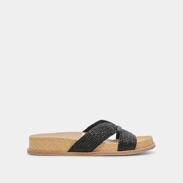 Sandals Shop Dolce Vita Selda Wide Sandals Onyx Raffia Onyx Raffia