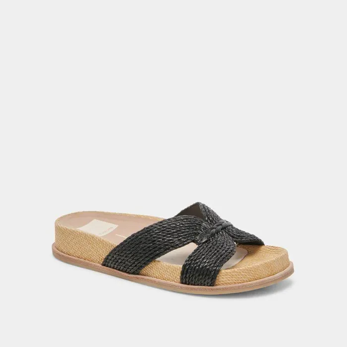 Sandals Shop Dolce Vita Selda Wide Sandals Onyx Raffia Onyx Raffia