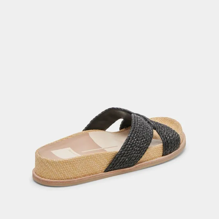 Sandals Shop Dolce Vita Selda Wide Sandals Onyx Raffia Onyx Raffia