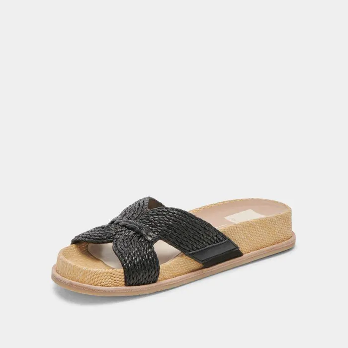 Sandals Shop Dolce Vita Selda Wide Sandals Onyx Raffia Onyx Raffia