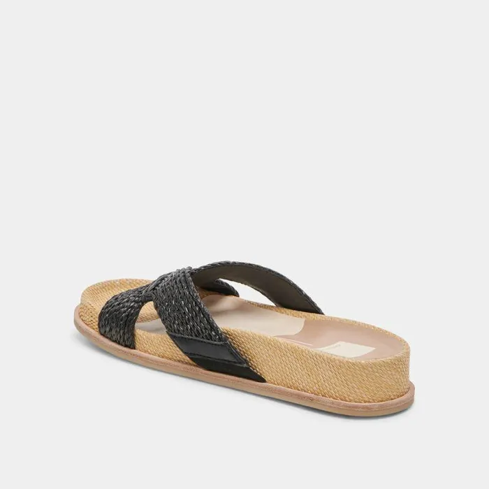 Sandals Shop Dolce Vita Selda Wide Sandals Onyx Raffia Onyx Raffia