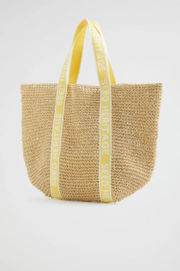 Seed Heritage Beach Bags Logo Straw Tote Lemon Drop 8211 Woman