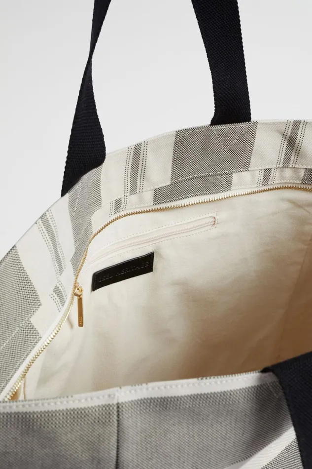 Seed Heritage Beach Bags Logo Stripe Tote Black Natural 8211 Woman