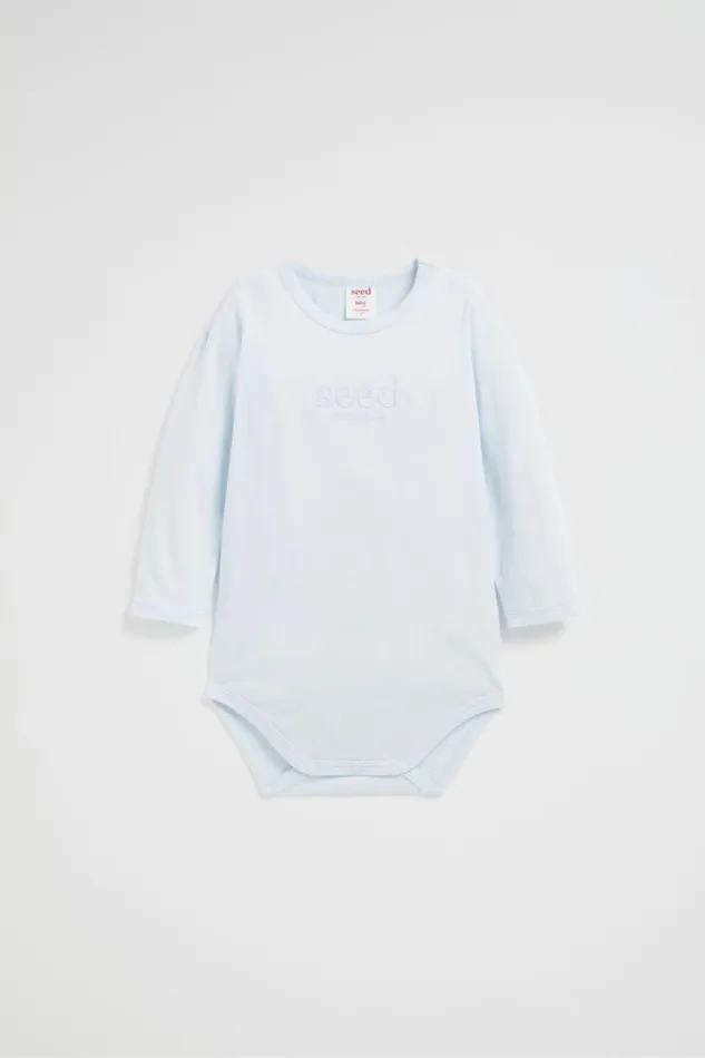 Seed Heritage Bodysuits and Onesies Core Logo Bodysuit Ice Blue 8211 Newborn