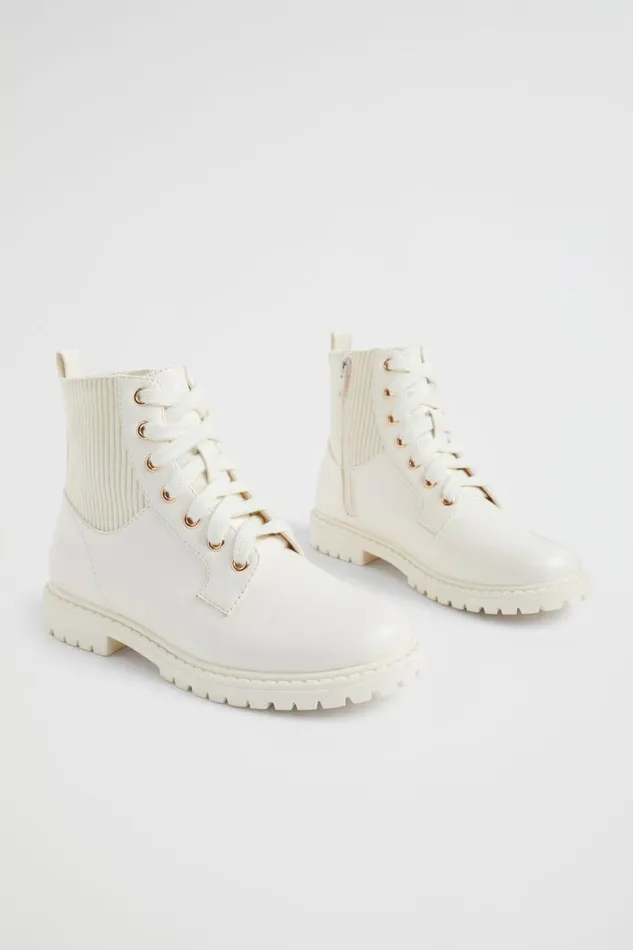 Seed Heritage Boots Rib Panel Hiking Boot Cream 8211 Girl