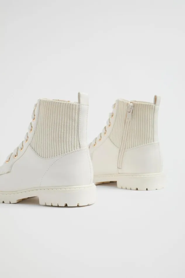 Seed Heritage Boots Rib Panel Hiking Boot Cream 8211 Girl