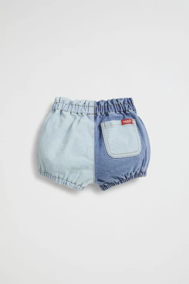 Seed Heritage Denim and Jeans Colourblock Denim Bloomer Light Wash Multi 8211 Baby