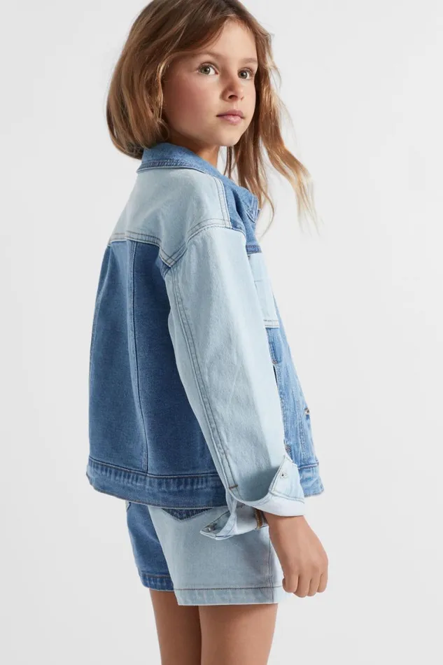 Seed Heritage Denim and Jeans Colourblock Denim Jacket Light Wash Multi 8211 Girl