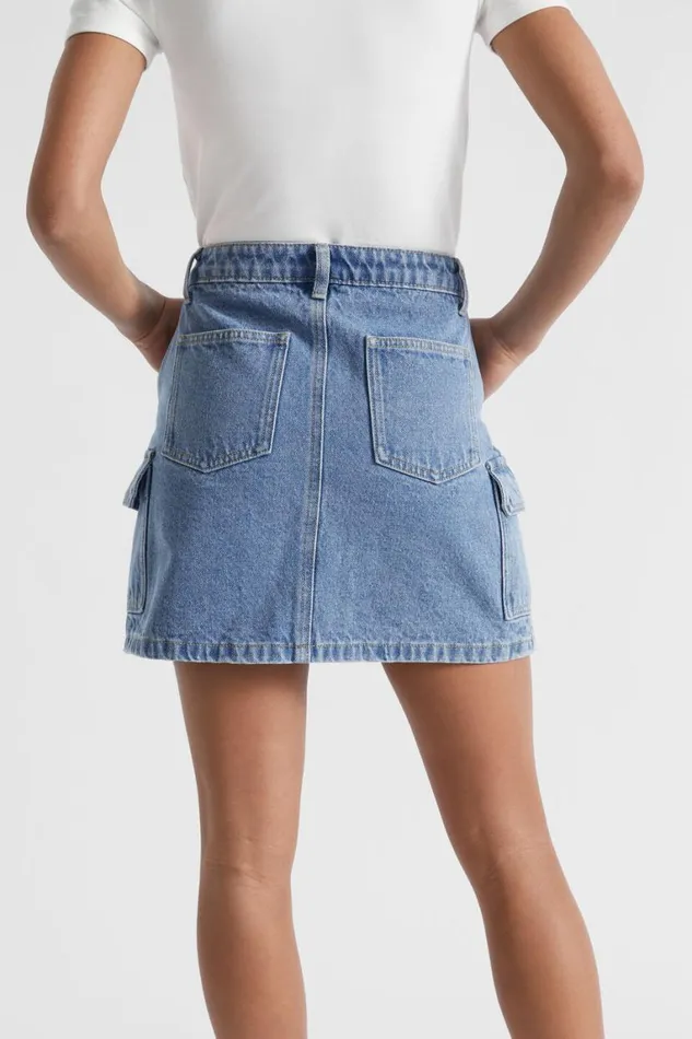 Seed Heritage Denim and Jeans Denim Cargo Skirt Blue Wash 8211 Teen Girl