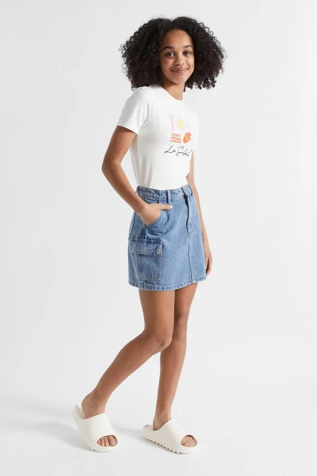 Seed Heritage Denim and Jeans Denim Cargo Skirt Blue Wash 8211 Teen Girl