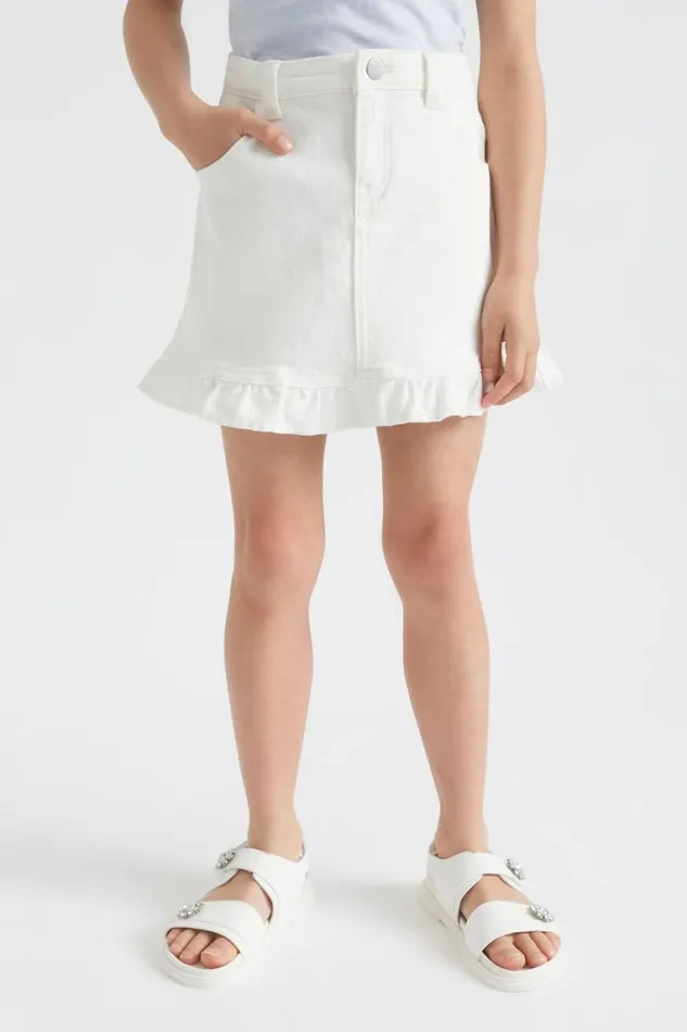 Seed Heritage Denim and Jeans Denim Frill Skirt Vintage White Wash 8211 Girl