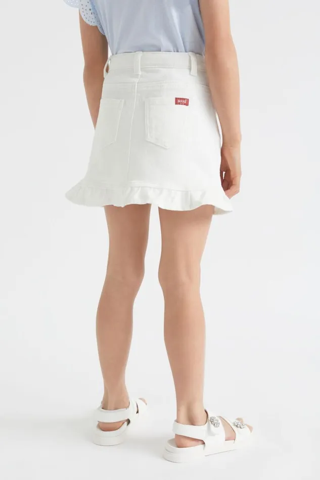 Seed Heritage Denim and Jeans Denim Frill Skirt Vintage White Wash 8211 Girl