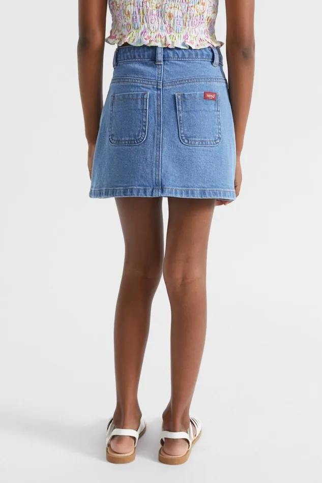 Seed Heritage Denim and Jeans Patch Pocket Denim Skirt Bright Blue Wash 8211 Girl