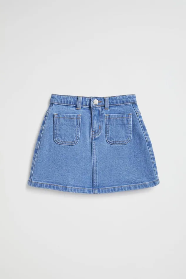 Seed Heritage Denim and Jeans Patch Pocket Denim Skirt Bright Blue Wash 8211 Girl