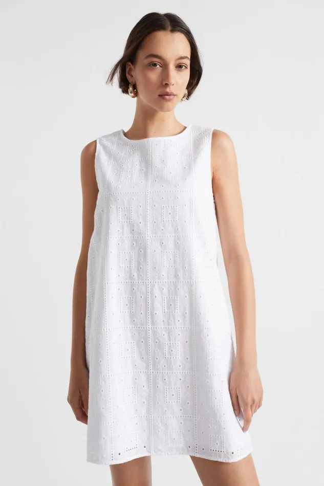 Seed Heritage Dresses Broderie Mini Dress Whisper White 8211 Woman