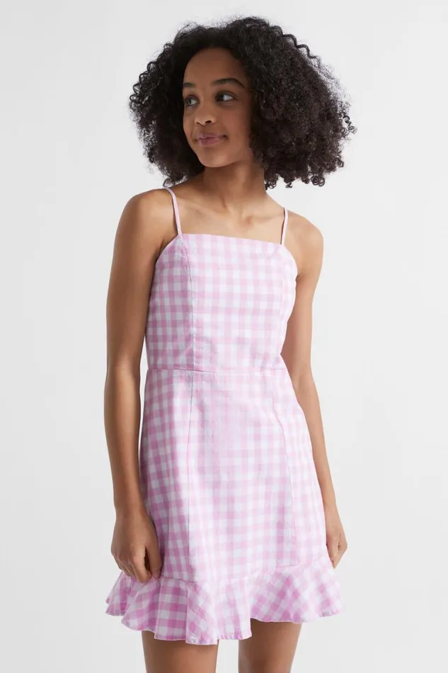 Seed Heritage Dresses Check Frill Dress Soft Orchid 8211 Teen Girl