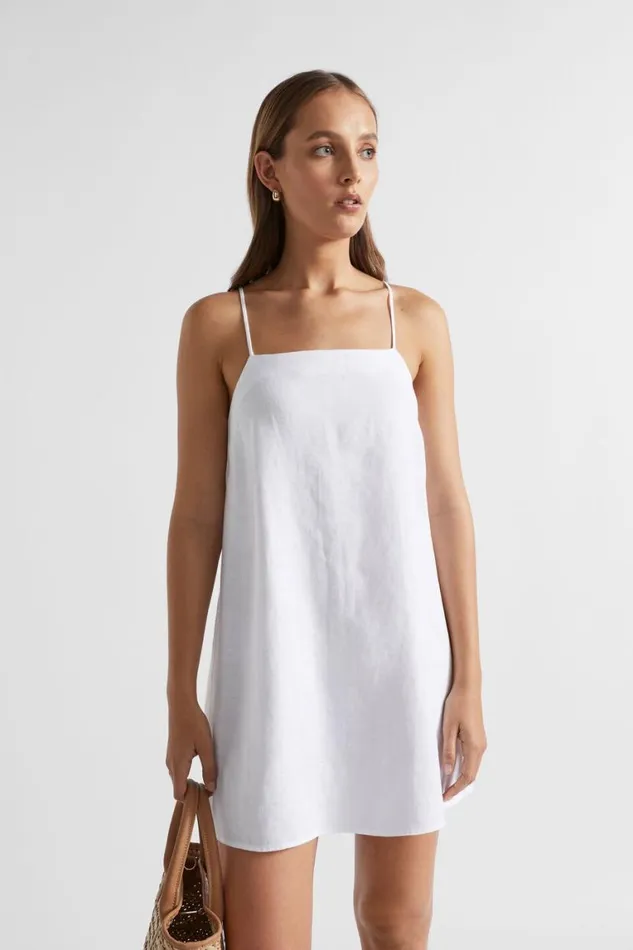 Seed Heritage Dresses Core Linen A Line Mini Dress Whisper White 8211 Woman