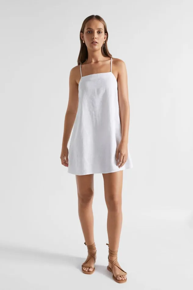 Seed Heritage Dresses Core Linen A Line Mini Dress Whisper White 8211 Woman