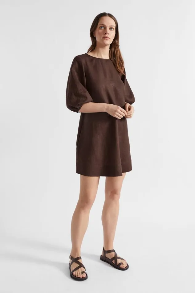 Seed Heritage Dresses Core Linen Mini Dress Deep Raisin 8211 Woman