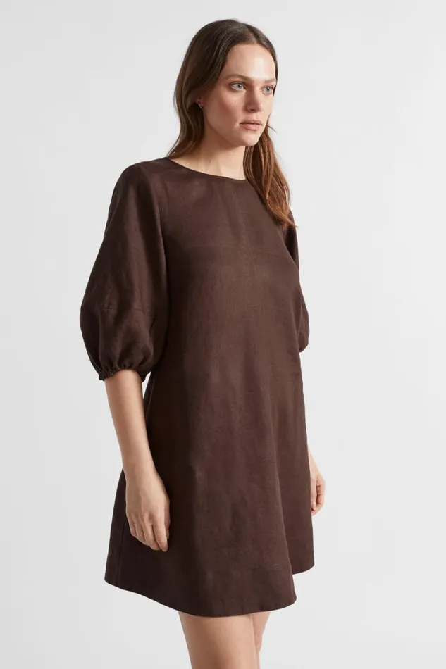 Seed Heritage Dresses Core Linen Mini Dress Deep Raisin 8211 Woman