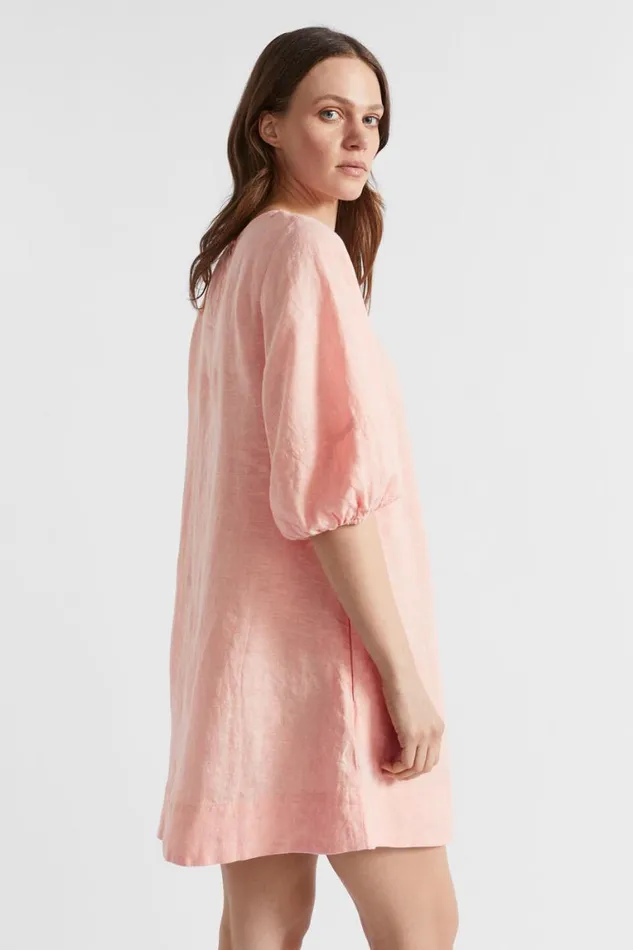 Seed Heritage Dresses Core Linen Mini Dress Tulip Pink Crossdye 8211 Woman