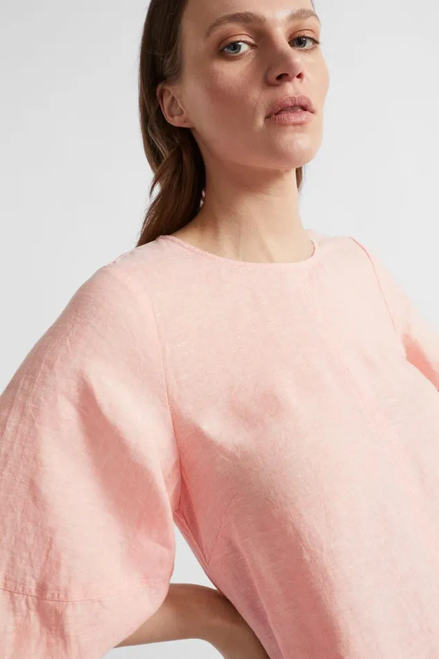 Seed Heritage Dresses Core Linen Mini Dress Tulip Pink Crossdye 8211 Woman