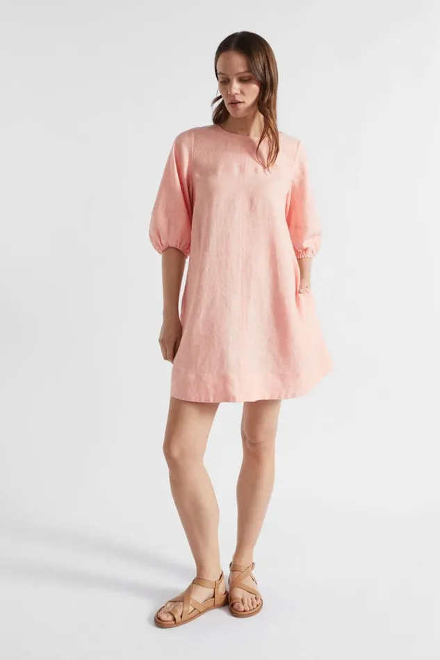 Seed Heritage Dresses Core Linen Mini Dress Tulip Pink Crossdye 8211 Woman