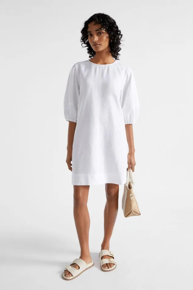 Seed Heritage Dresses Core Linen Mini Dress Whisper White 8211 Woman