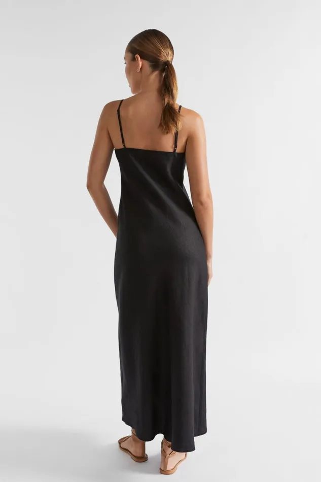 Seed Heritage Dresses Core Linen Slip Maxi Dress Black 8211 Woman
