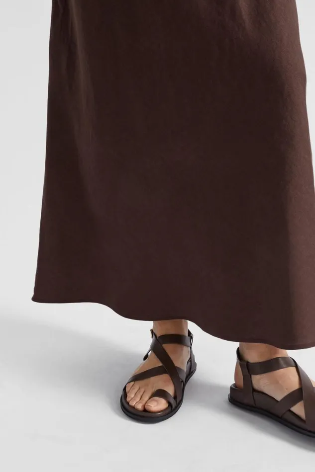 Seed Heritage Dresses Core Linen Strapless Maxi Dress Deep Raisin 8211 Woman