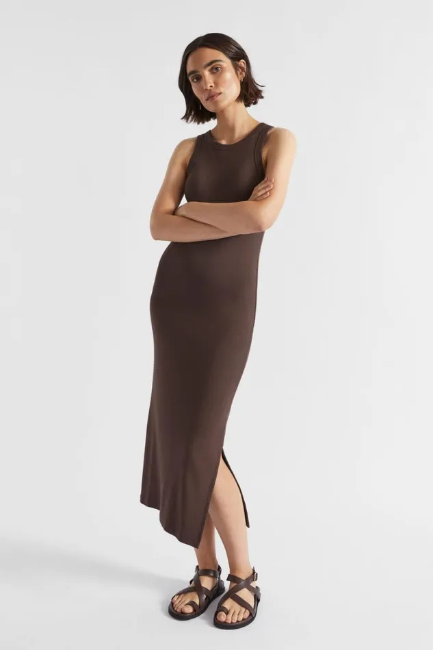 Seed Heritage Dresses Core Rib Tank Dress Deep Raisin 8211 Woman