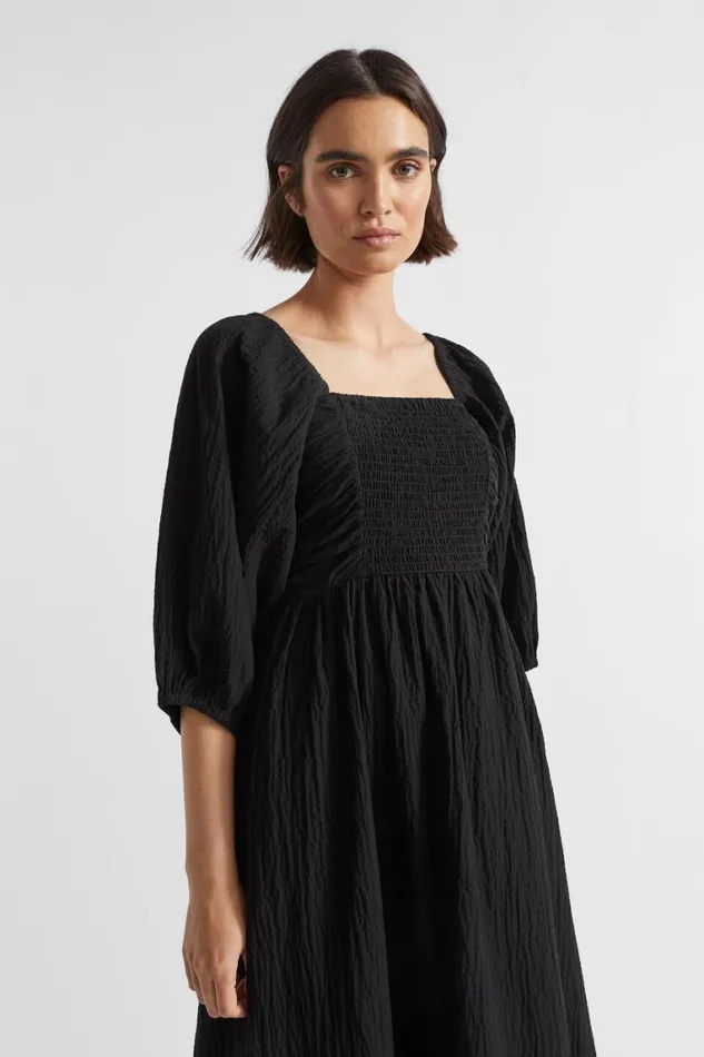 Seed Heritage Dresses Cotton Crinkle Midi Dress Black 8211 Woman