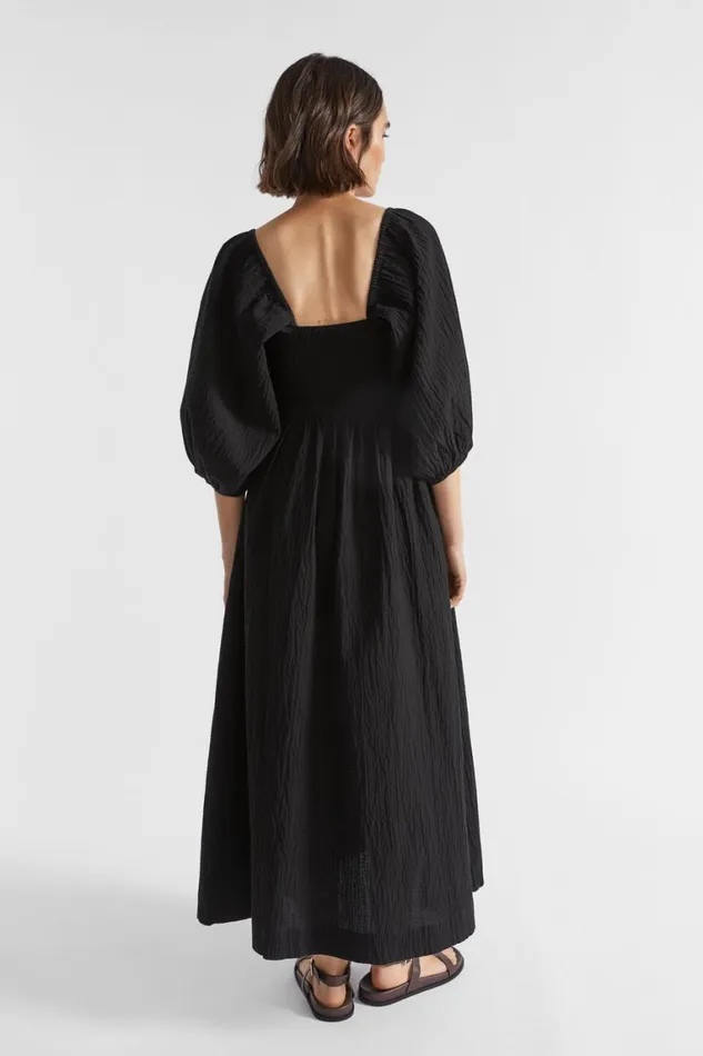 Seed Heritage Dresses Cotton Crinkle Midi Dress Black 8211 Woman