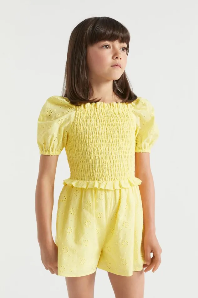 Seed Heritage Dresses Floral Openwork Playsuit Sunshine 8211 Girl