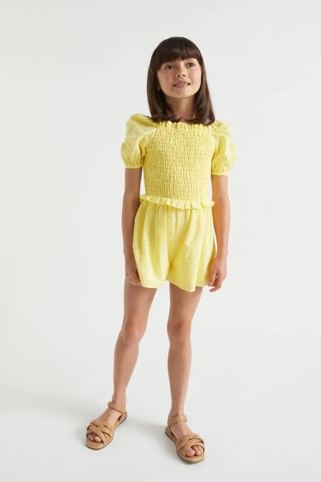 Seed Heritage Dresses Floral Openwork Playsuit Sunshine 8211 Girl