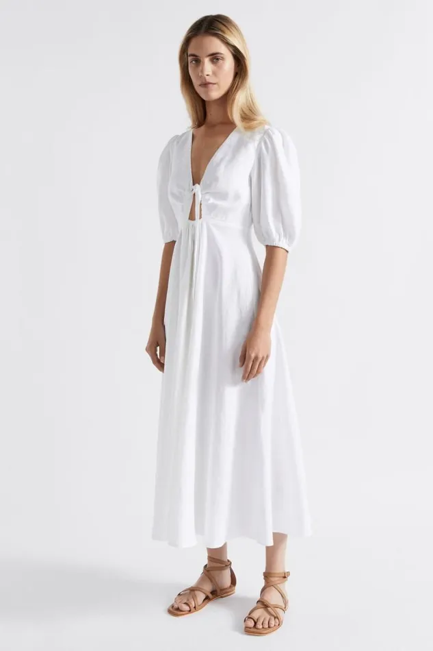 Seed Heritage Dresses Linen Drawstring Slip Dress Whisper White 8211 Woman