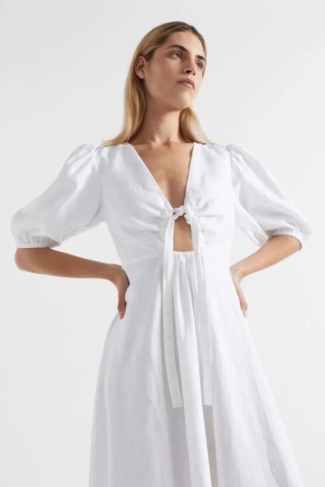 Seed Heritage Dresses Linen Drawstring Slip Dress Whisper White 8211 Woman