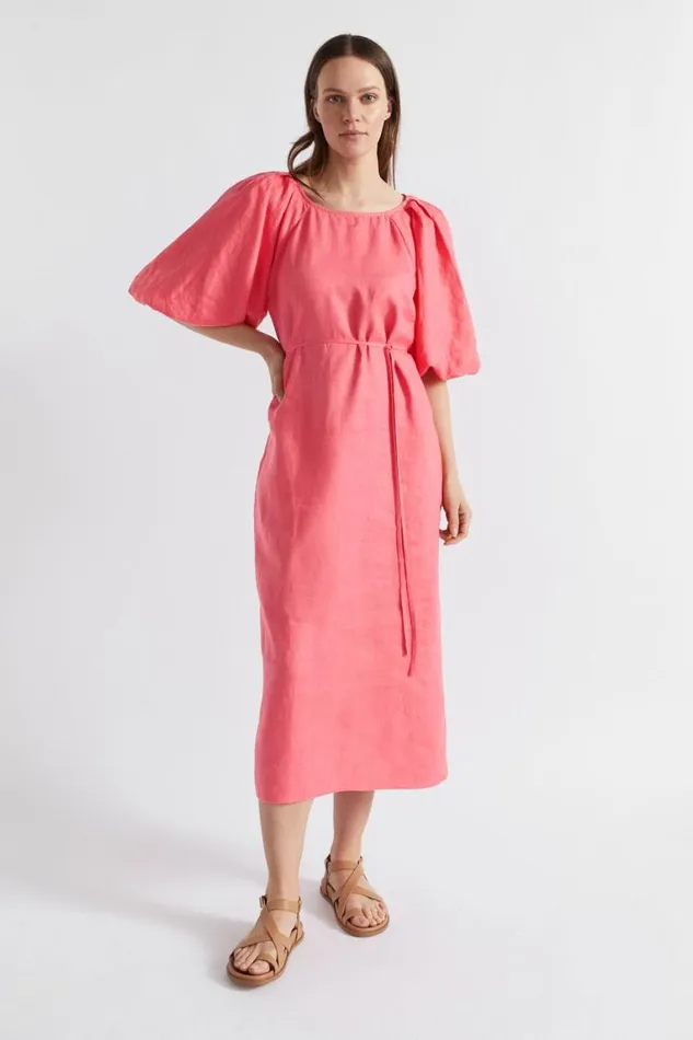 Seed Heritage Dresses Linen Raglan Midi Dress Wild Berry 8211 Woman
