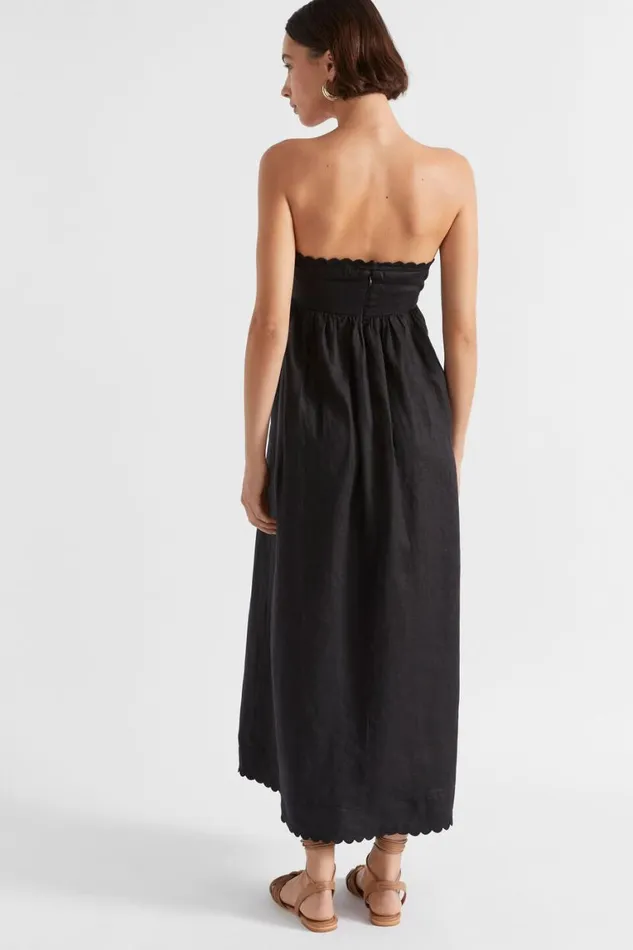 Seed Heritage Dresses Linen Scallop Midi Dress Black 8211 Woman