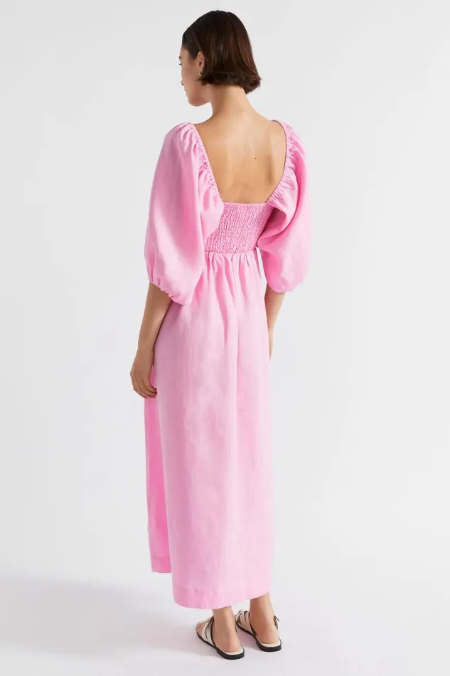 Seed Heritage Dresses Linen Shirred Midi Dress Pink Gin 8211 Woman