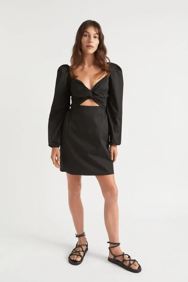 Seed Heritage Dresses Sateen Twist Front Mini Dress Black 8211 Woman
