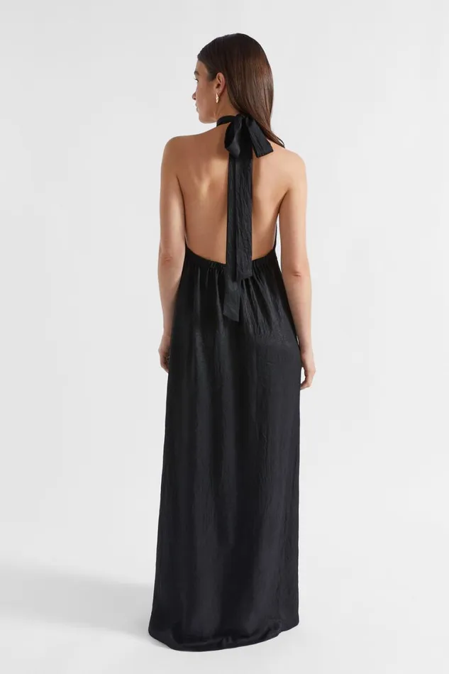 Seed Heritage Dresses Satin Halter Maxi Dress Black 8211 Woman