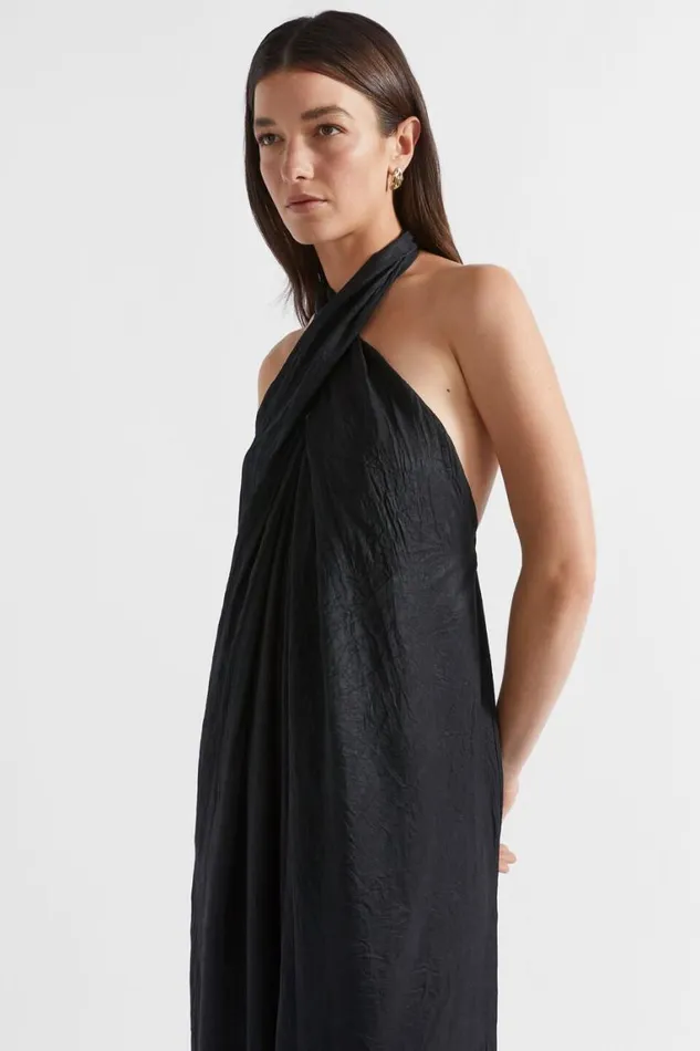 Seed Heritage Dresses Satin Halter Maxi Dress Black 8211 Woman
