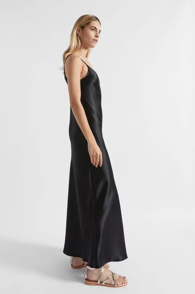 Seed Heritage Dresses Satin Maxi Slip Dress Black 8211 Woman