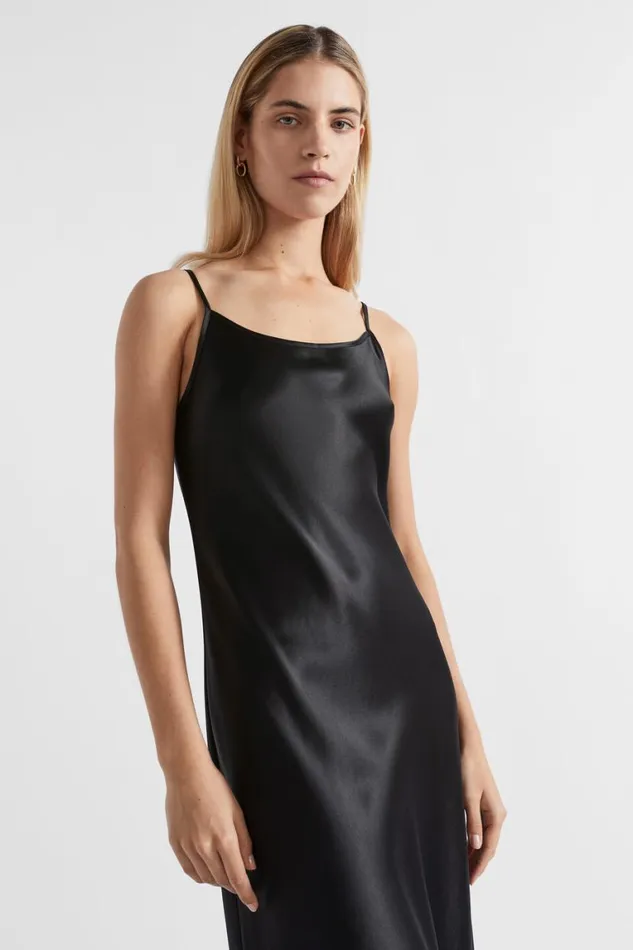 Seed Heritage Dresses Satin Maxi Slip Dress Black 8211 Woman